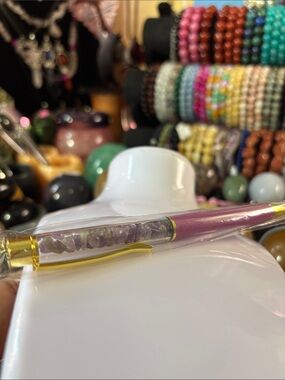 Purple Amethyst Crystal Accent Ballpoint Pen